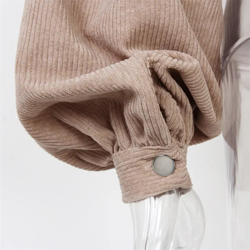 2024 Women's Corduroy Short Jacket with Lantern Sleeves