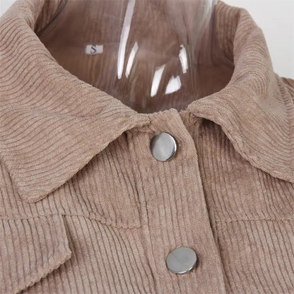 2024 Women's Corduroy Short Jacket with Lantern Sleeves