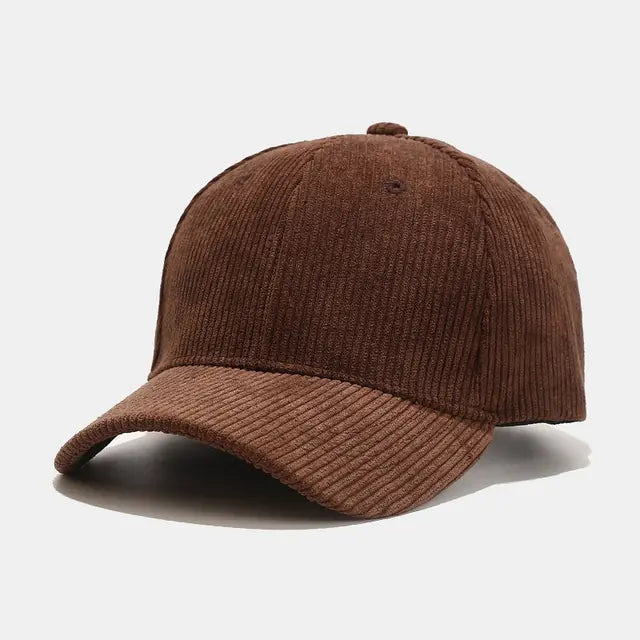 Korean Versatile Striped Corduroy Baseball Hat