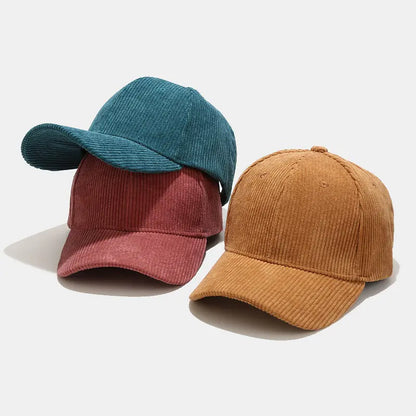 Korean Versatile Striped Corduroy Baseball Hat