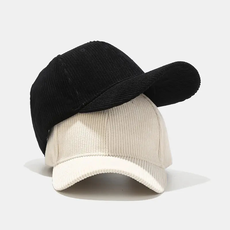 Korean Versatile Striped Corduroy Baseball Hat