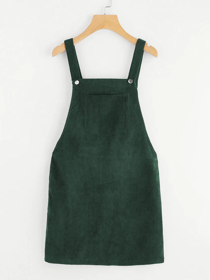 Corduroy Solid Color Strap Dress