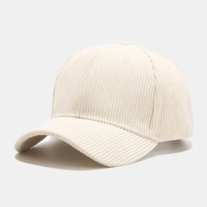 Korean Versatile Striped Corduroy Baseball Hat