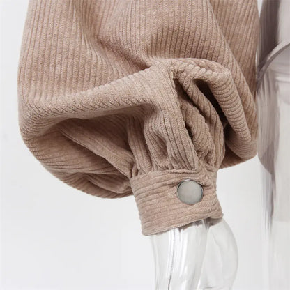 2024 Women's Corduroy Short Jacket with Lantern Sleeves