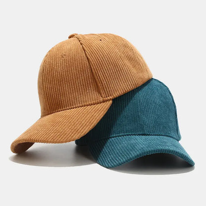 Korean Versatile Striped Corduroy Baseball Hat