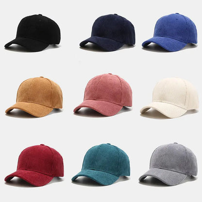 Korean Versatile Striped Corduroy Baseball Hat